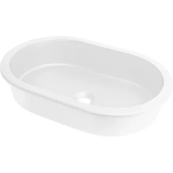 Vannas istabas granīta izlietne Deante SILIA uz virsmas (Iegriežama), 58x38cm, ovāla ALABASTER Balta