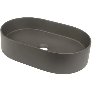 Vannas istabas granīta izlietne Deante SILIA uz virsmas, ovāla ANTHRACITE METALLIC, 550X350mm Antarcīts