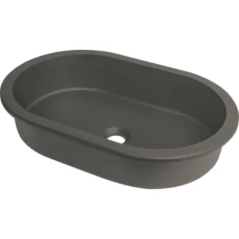 Vannas istabas granīta izlietne Deante SILIA uz virsmas (Iegriežama), 58x38cm, ovāla ANHRACITE/TITANIUM