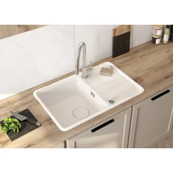 Virtuves izlietne Deante MOMI Granīta 670x440x229mm, ALABASTER, Balta