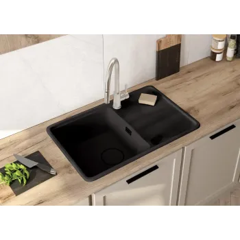 Virtuves izlietne Deante MOMI Granīta 780x500x229mm, GRAPHITE METALLIC Melna