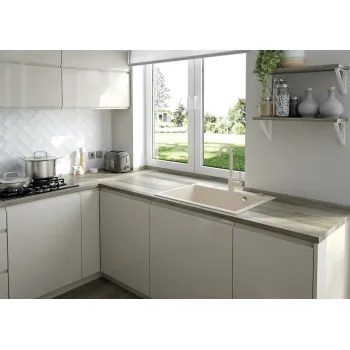 Virtuves izlietne Deante ANDANTE Granīta 600x520X210mm, ALABASTER Balta