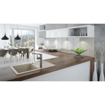 Virtuves izlietne Deante ANDANTE Granīta 780x490x194mm, ALABASTER Balta