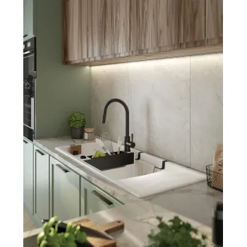 Virtuves izlietne Deante MAGNETIC Granīta 820x500x205mm, ALABASTER GRANITE Balta