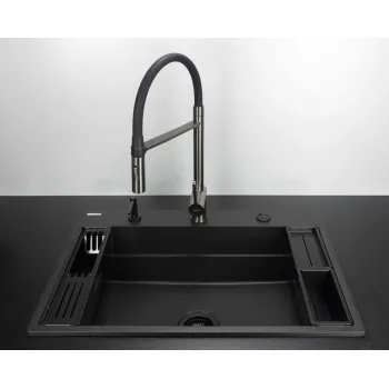 Virtuves izlietne Deante MAGNETIC Granīta 760x520x220mm, NERO Melna