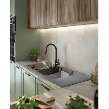 Virtuves izlietne Deante MAGNETIC Granīta 1160x500x210mm METALLIC GREY GRANITE Pelēka
