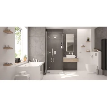 Dušas siena Deante KERRIA PLUS 100cm Caurspīdīgs stikls, Hromēti profili