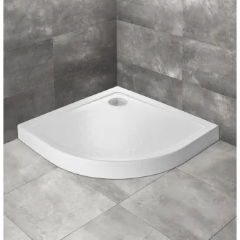 Radaway Dušas paliktnis pusapaļš Doros A Compact 90x90, balts akmens