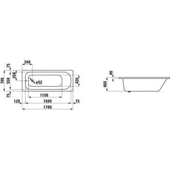 Vanna Laufen Solutions Akrila 1700x700x460 Balta