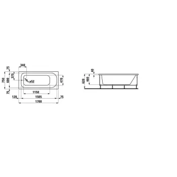 Vanna Laufen Solutions Akrila 1700x750x620 Balta
