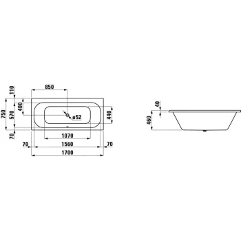 Vanna Laufen Solutions Akrila 1700x750x460 Balta