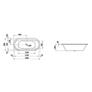 Vanna Laufen Solutions Akrila 1900x900x480 Balta