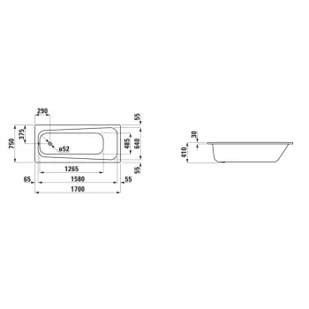 Vanna Laufen Pro Akrila 1700x750x410 Balta