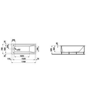 Vanna Laufen Pro Akrila 1700x700x620 Balta