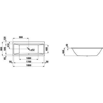 Vanna Laufen Pro Akrila 1800x800x460 Balta