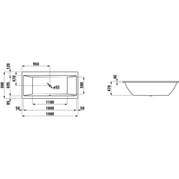 Vanna Laufen Pro Akrila 1900x900x470 Balta