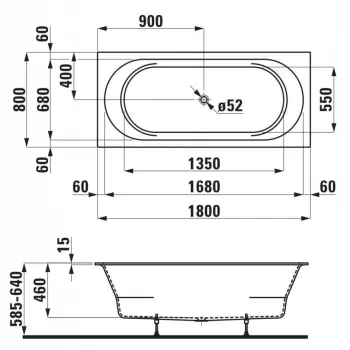 Vanna Laufen Pro Akmens masas 1800x800x630 Balta