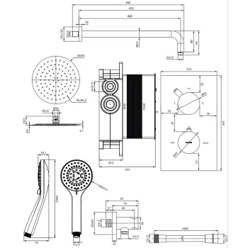 Dušas sistēma Omnires Y iebūvējama ar termostatu hroms SYSYT01XCR