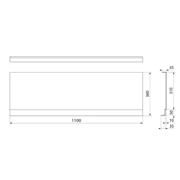 Panelis Dušas Paliktnim Polysan Taisnstūra Deep Plain 1100x35x360mm 84872