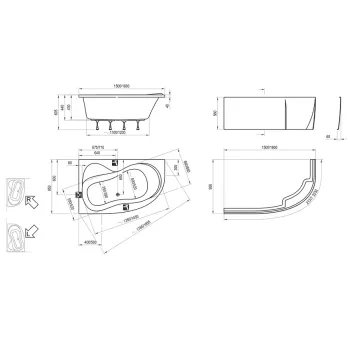 RAVAK Stūra vanna ROSA 95 150x95 L Akrila, Balta