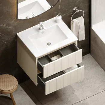 Vannas istabas skapītis Riva SA60G (Bez Izlietnes) Beige Matte