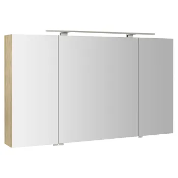 Spoguļskapītis Sapho RIWA ar LED apgaismojumu, 3 durvis, 121x70x17cm, Elm Bardini koks