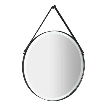 Spogulis Sapho ORBITER apaļš ar LED apgaismojumu, ādas siksniņa, ø 60 cm, matēti melns
