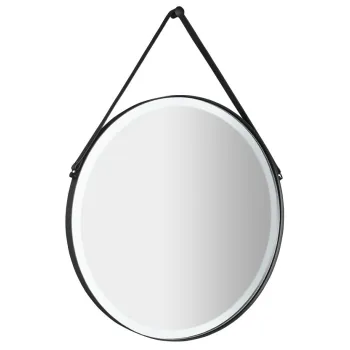 Spogulis Sapho ORBITER apaļš ar LED apgaismojumu, ādas siksniņa, ø 70 cm, matēti melns