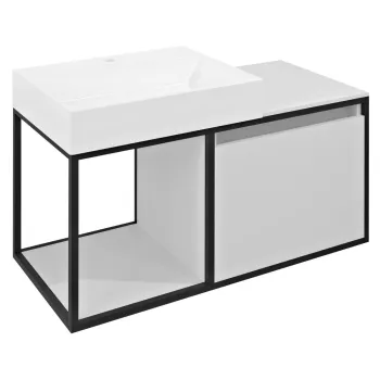 Vannas istabas skapītis Sapho SKARA bez izlietnes, 100x49,5x46,5cm, melns matēts/balts matēts