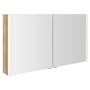 Spoguļskapītis Sapho ALIX ar LED apgaismojumu, 2 durvis, 126x70x17,5cm, ozols Alabama