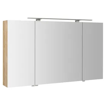 Spoguļskapītis Sapho MIRRÓ ar LED apgaismojumu, 3 durvis, 120x70x16cm, ozols Alabama