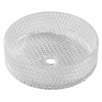 Vannas istabas izlietne Sapho MARAGUA gravēta stikla izlietne uz virsmas, diametrs 39,5 cm, caurspīdīgs stikls