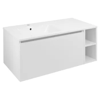 Vannas istabas skapītis Sapho LOREA bez izlietnes, 100x46x51,5cm (80+20cm), kreisais, matēti balts