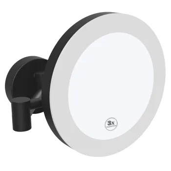 Spogulis Sapho X-ROUND BLACK kosmētikas ar eņģēm LED, diametrs 200 mm, melns matēts