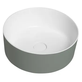 Vannas istabas izlietne Sapho THIN uz virsmas Rockstone Ø 38 cm, Verde/balta matēta virsma