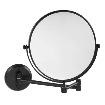 Spogulis Sapho X-ROUND BLACK E kosmētikas ar eņģēm, diametrs 200 mm, divpusējs, matēts melns