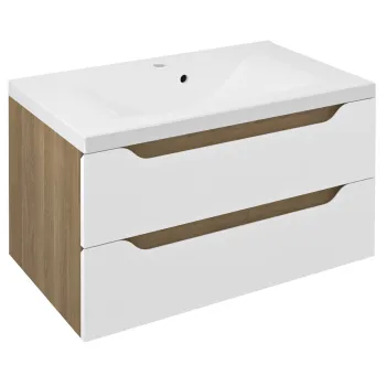 Vannas istabas skapītis Sapho WAVE bez izlietnes, 79,7x45x47,8cm, balts/ozols cuneo