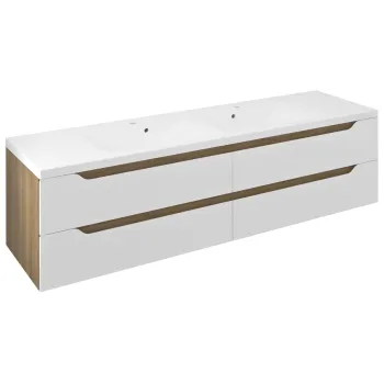 Vannas istabas skapītis Sapho WAVE dubultais bez izlietnes, 179,7x50x47,8cm, balts/ozols cuneo