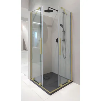 Dušas kabīne, kvadrātveida, 80x80 cm Deante Prizma, matēts zelts KPNRP08P08