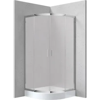Dušas kabīne Deante FUNKIA 90x90cm Pusapaļa FROSTED stikls, Hromēti profili