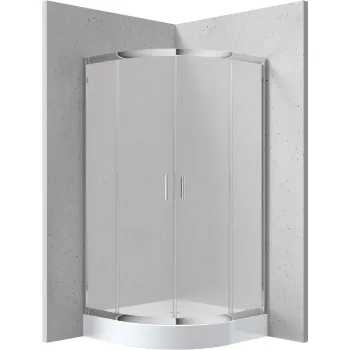 Dušas kabīne Deante FUNKIA 90x90cm Pusapaļa FROSTED stikls, H=170cm Hromēti profili