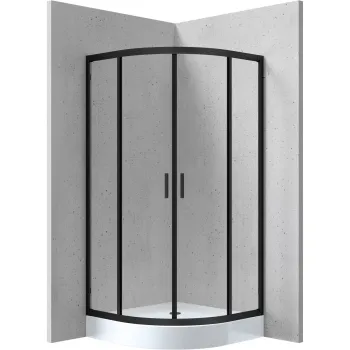 Dušas kabīne Deante FUNKIA NERO 90x90cm Pusapaļa Caurspīdīgi stikls, Hromēti profili