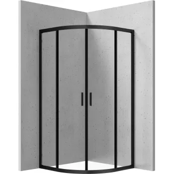 Dušas kabīne Deante FUNKIA NERO 80x80cm Pusapaļa Caurspīdīgi stikls, Hromēti profili