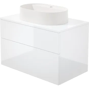 Vannas istabas skapītis ar granīta izlietni - 55x35 cm Deante Prizma, balts glancēts SD6B8SAU6B