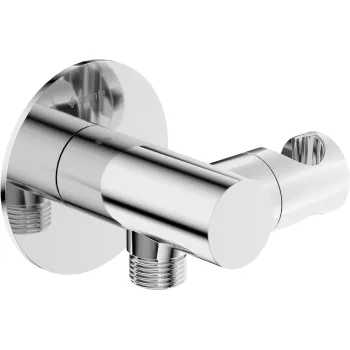 Leņķa šļūtenes pieslēgums, apaļš, ar rokas dušas turētāju Deante Silia, hroms NQS_057K