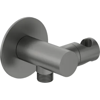 Leņķa šļūtenes pieslēgums, apaļš, ar rokas dušas turētāju Deante Silia, titāns NQS_D57K