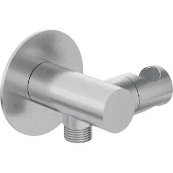 Leņķa šļūtenes pieslēgums, apaļš, ar rokas dušas turētāju Deante Silia, matēts metāls NQS_F57K