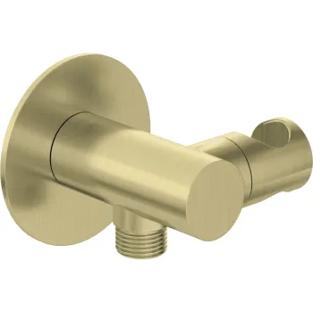 Leņķa šļūtenes pieslēgums, apaļš, ar rokas dušas turētāju Deante Silia, matēts zelts NQS_R57K