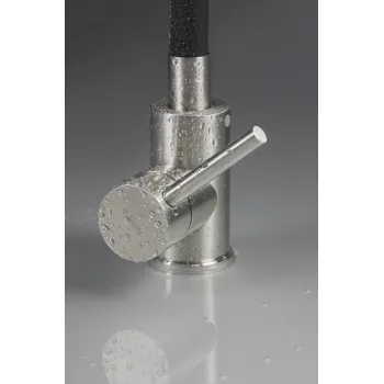 Virtuves jaucējkrāns ar elastīgu izteku - 2 veidu strūklas Deante Luno, melns, matēts metāls BOC_B740