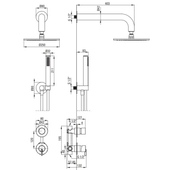 Dušas sistēma Deante Silia iebūvējama, Hromēta NQS_09YK